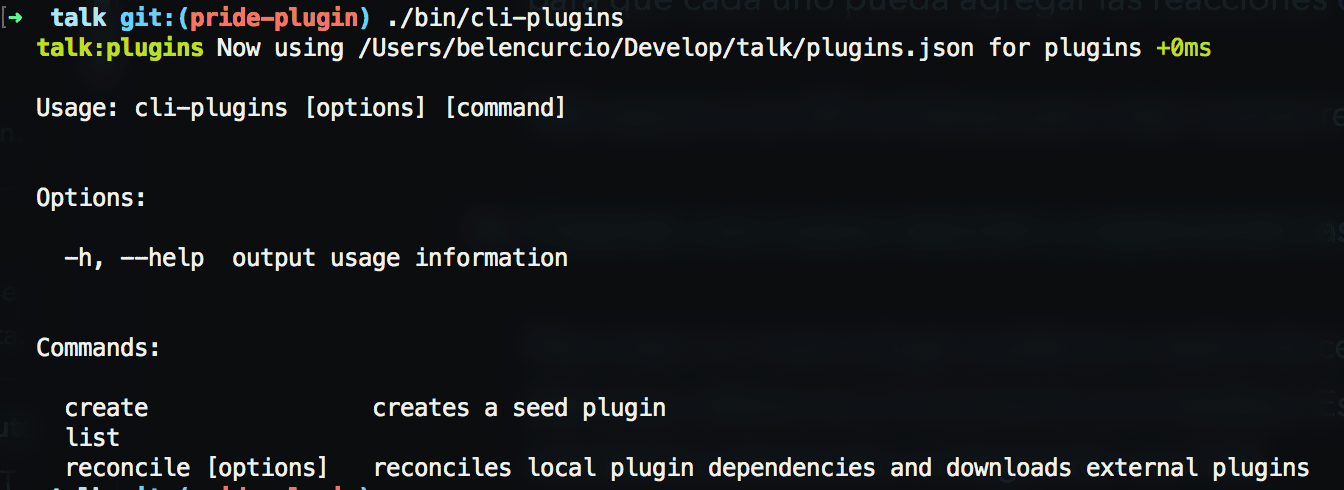 Opciones de la CLI de plugins de Talk