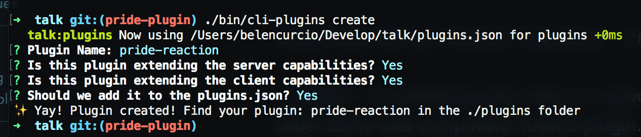 Generador de un nuevo plugin desde la CLI de Talk