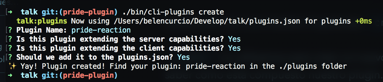 Generador de un nuevo plugin desde la CLI de Talk